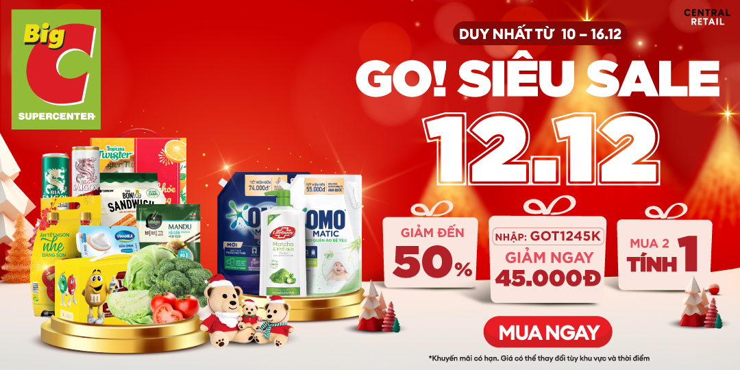 VUI HỘI NGÀY ĐÔI 12.12, SIÊU SALE NỬA GIÁ