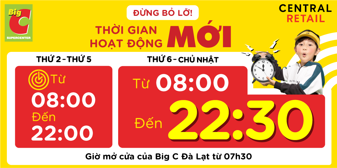 THÔNG BÁO GIỜ HOẠT ĐỘNG MỚI CỦA HỆ THỐNG Big C TOÀN QUỐC TỪ 03/12