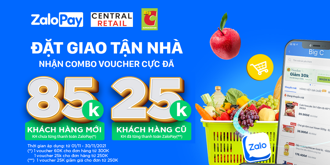 MUA HÀNG BIG C, THANH TOÁN ZALOPAY - NHẬN VOUCHER SIÊU TO KHỔNG LỒ ĐẾN 85.000VND