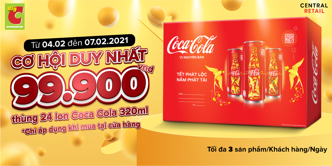 DÀNH RIÊNG CHO KHÁCH HÀNG THÀNH VIÊN | THÙNG 24 LON COCA GIÁ CHỈ 99.900VND CÀNG MUA CÀNG RẺ