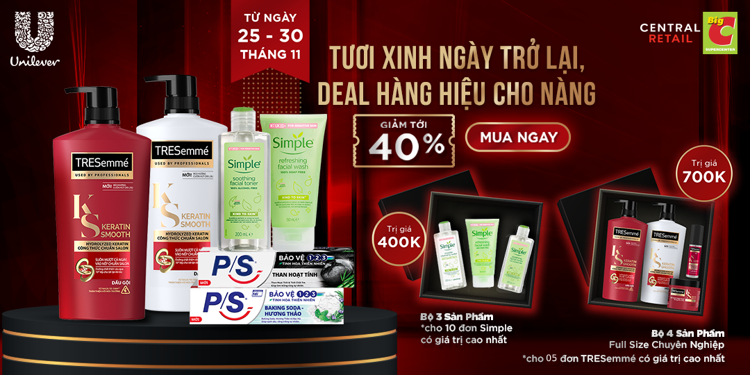 NGÀY TRỞ LẠI, “LỢI HẠI” HƠN XƯA CÙNG FLASHSALE 40% TRESEMMÉ & SIMPLE - CƠ HỘI TRÚNG THƯỞNG LÊN ĐẾN 8 TRIỆU ĐỒNG