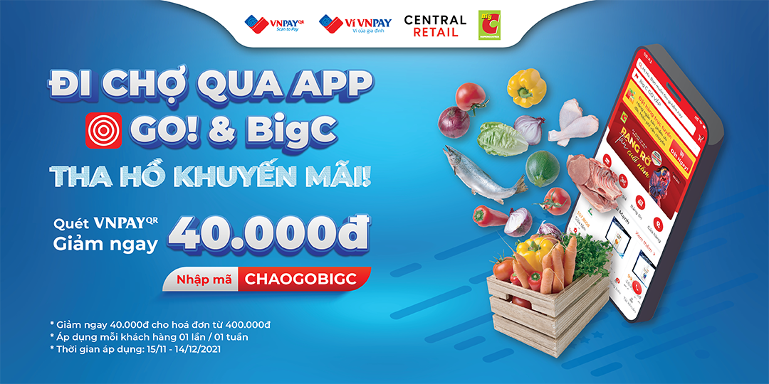 GIẢM NGAY 40.000VND KHI ĐI CHỢ TRÊN ỨNG DỤNG GO! & Big C