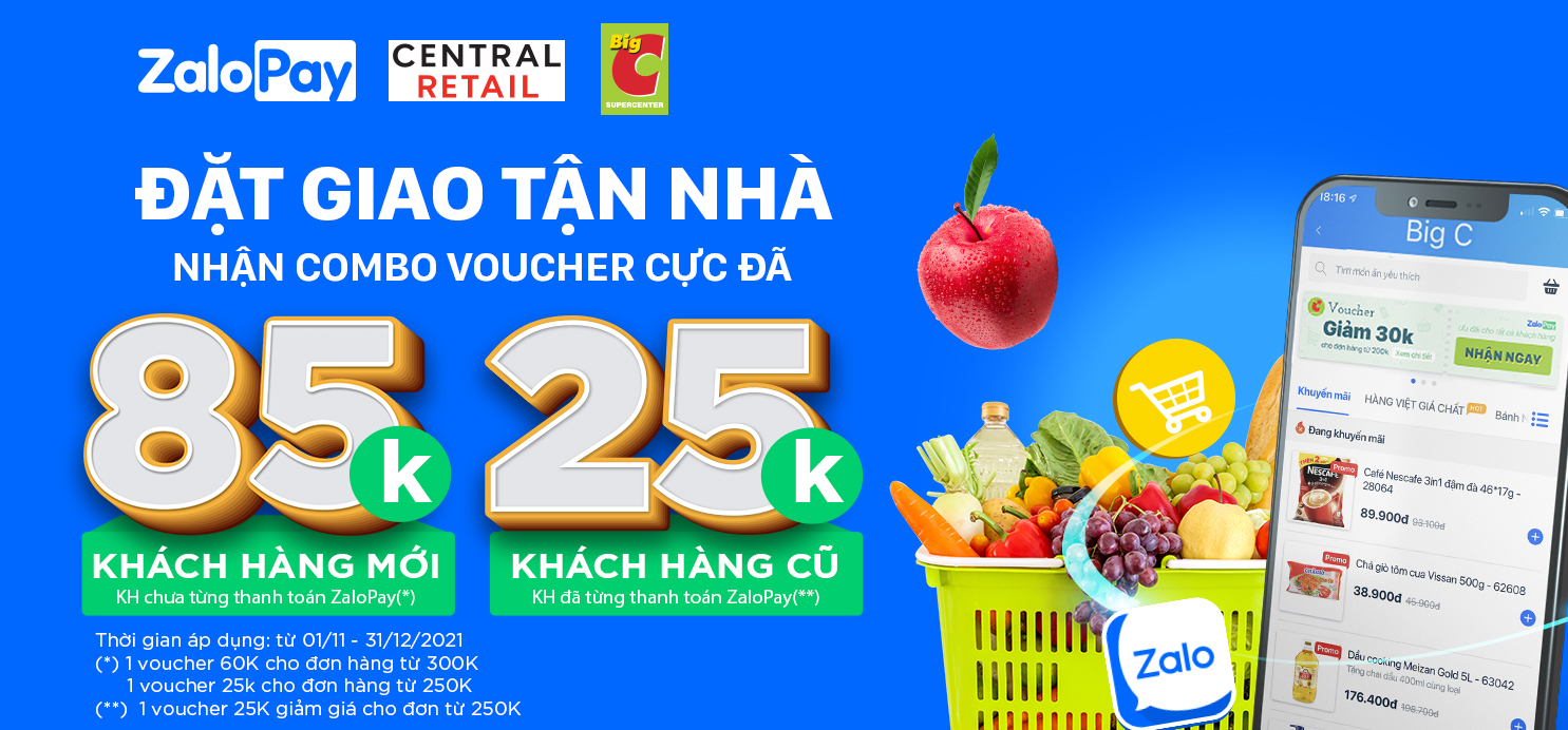 MUA HÀNG BIG C, THANH TOÁN ZALOPAY - NHẬN VOUCHER SIÊU TO KHỔNG LỒ ĐẾN 85.000VND