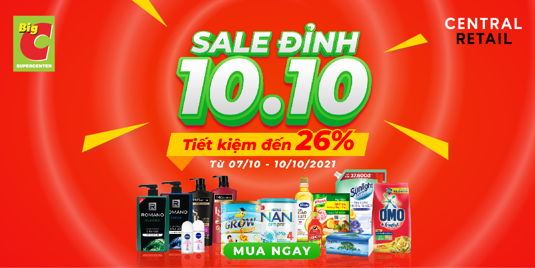 DEAL ĐỈNH 10.10 - NGÀY VÀNG ƯU ĐÃI BẠT NGÀN LÊN TỚI HƠN 26% CÙNG KHUYẾN MÃI HẤP DẪN