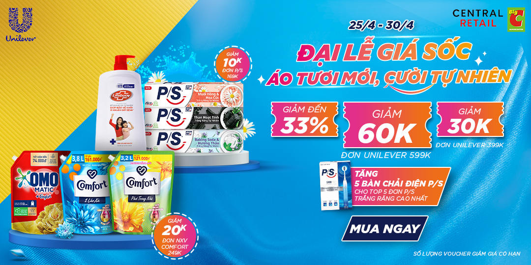 MƯA ƯU ĐÃI 5000 VOUCHER THƯƠNG HIỆU UNILEVER ĐỘC QUYỀN TRÊN APP GO! & BIG C