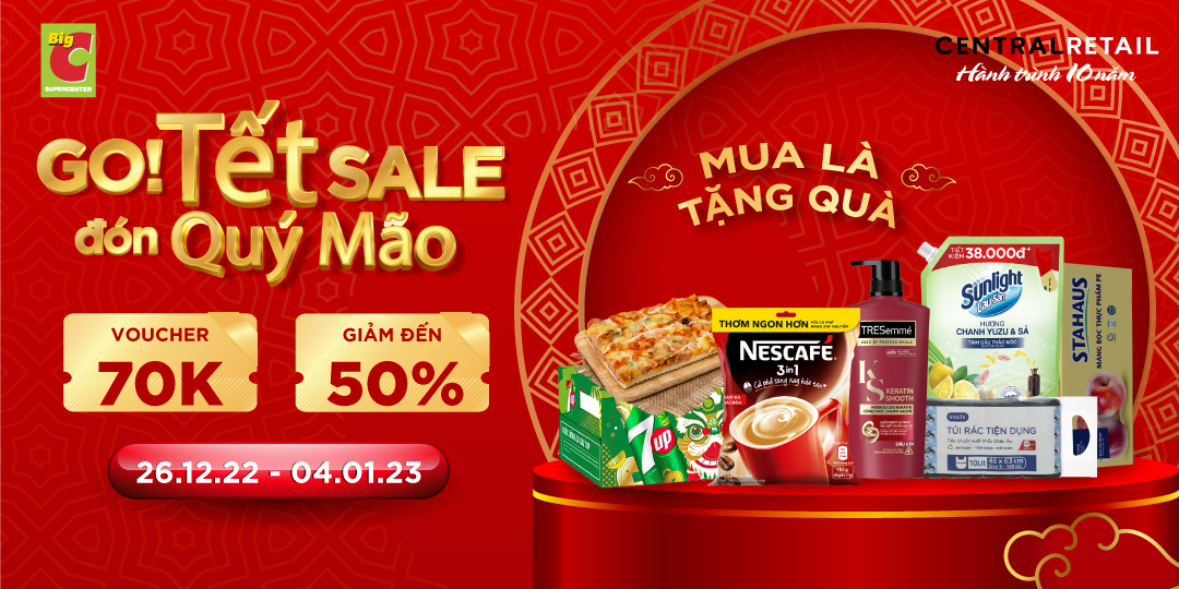  [ÁP DỤNG MUA ONLINE TẠI APP GO! & Big C] SALE LỚN XUYÊN NĂM ĐẾN 50% CHƯA TỪNG CÓ 