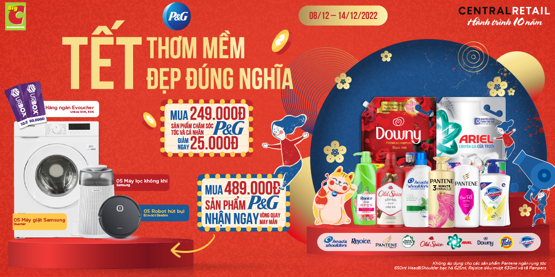 [ÁP DỤNG MUA ONLINE TẠI APP GO! & Big C] THÁNG 12, NGỒI NHÀ MUA SẮM NHẬN ƯU ĐÃI ĐẬM TỪ P&G