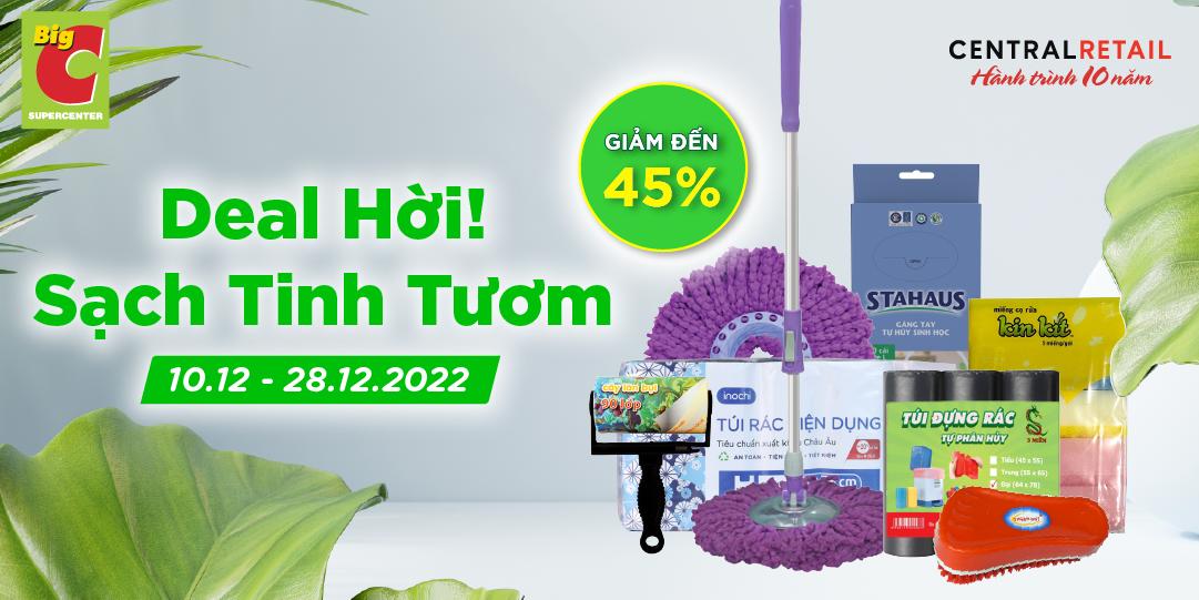 [ÁP DỤNG KHI ĐẶT HÀNG TRÊN APP GO! & BIG C] BIG C TẶNG THÊM ƯU ĐÃI SIÊU THƠM ĐỂ TỔ TẤM CUỐI NĂM SẠCH MÁT TINH TƯƠM