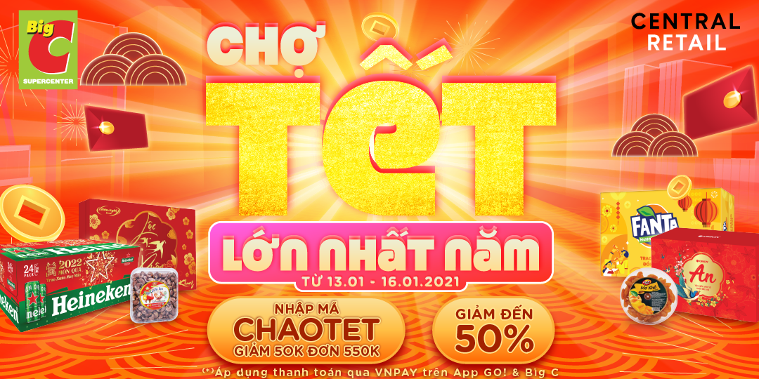 Big C MỞ CHỢ TẾT LỚN NHẤT NĂM - NGẬP TRÀN ƯU ĐÃI GIẢM MẠNH ĐẾN 50%