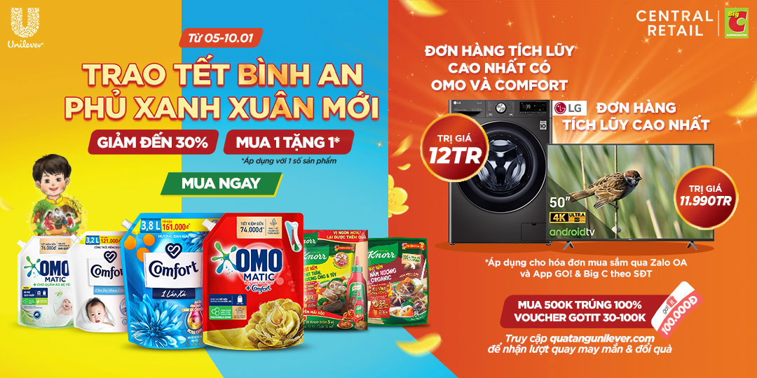 CƠN MƯA ƯU ĐÃI, QUÀ TẶNG NGẬP TRÀN TỪ UNILEVER