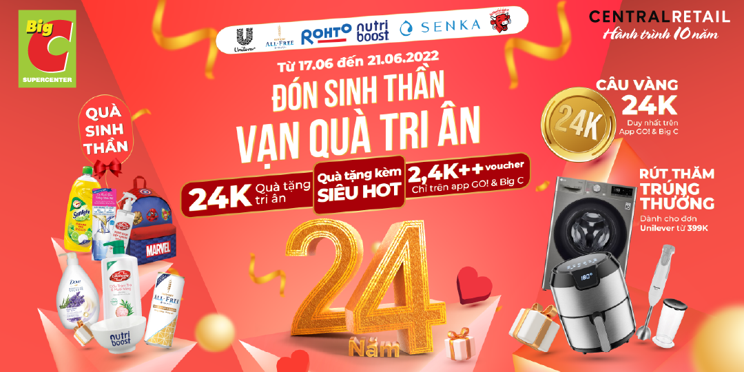 BÙNG NỔ 24 NGÀN PHẦN QUÀ MỪNG SINH NHẬT 24 NĂM GO! và Big C