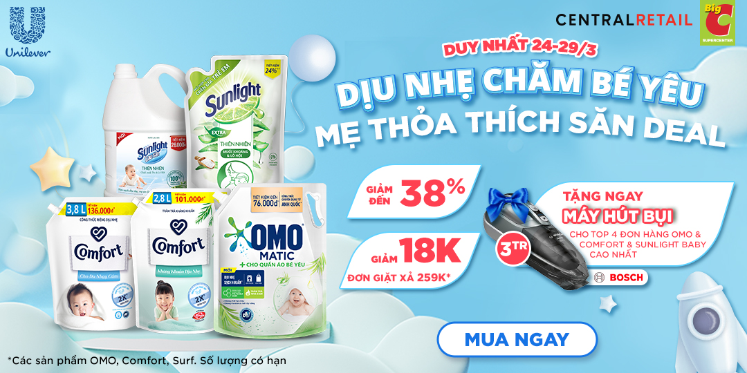 CƠ HỘI NHẬN QUÀ KHỦNG ĐẾN #3TR CHO 4 ĐƠN HÀNG UNILEVER CAO NHẤT