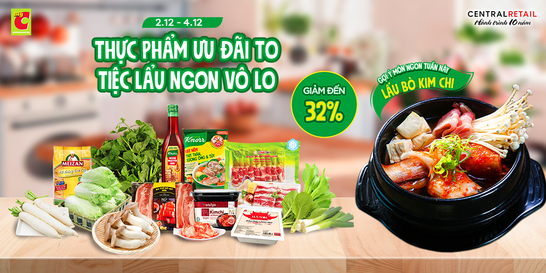 CUỐI TUẦN QUÂY QUẦN CÙNG LẨU BÒ KIM CHI - TRỌN BỘ NGUYÊN LIỆU GIẢM SÂU ĐẾN 30%, TIẾT KIỆM THÊM VỚI VOUCHER GIẢM 10K