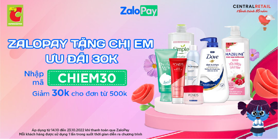 ZALOPAY KẾT HỢP BIG C/GO! TẶNG CHỊ EM 30K