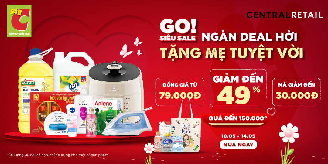 [ÁP DỤNG KHI MUA ONLINE TẠI APP GO! & BIG C VÀ ZALO OA] CƠN LỐC ƯU ĐÃI SỐC - GIẢM CỰC BỐC MỪNG NGÀY CỦA MẸ