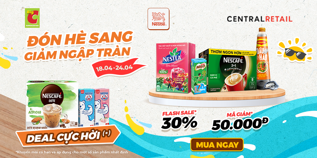 [ÁP DỤNG KHI MUA ONLINE TẠI APP GO! & BIG C VÀ ZALO OA] NẠP NHIỆT NGÀY HÈ CÙNG NESTLÉ ƯU ĐÃI NÓNG ĐẾN 30%