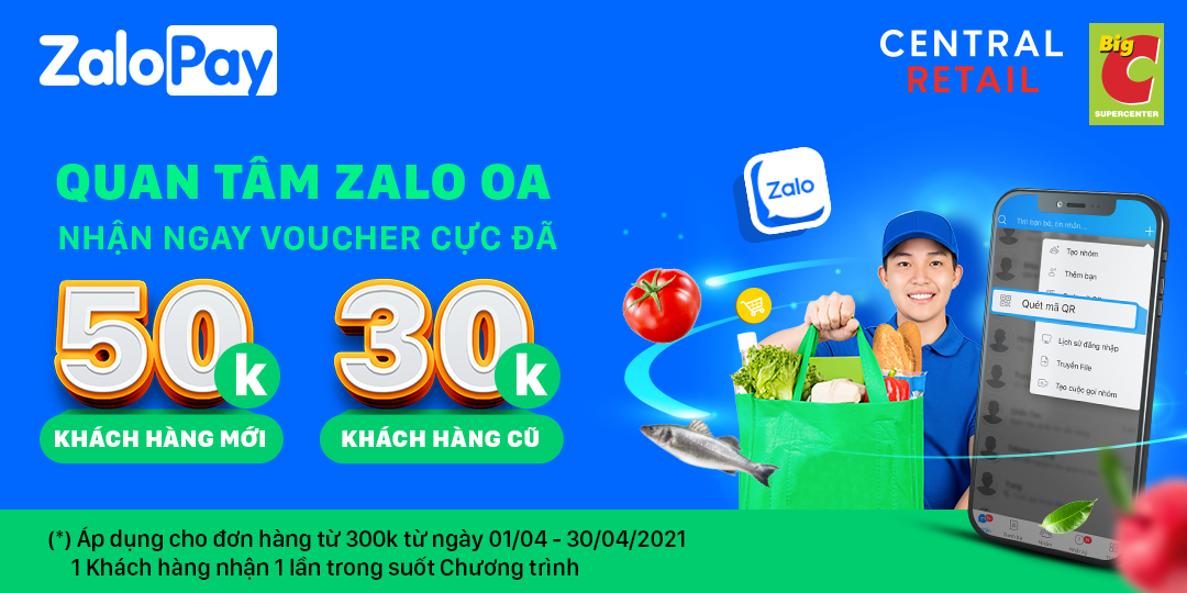 Big C TRÊN ZALO - Scan QR nhận ngay quà tặng lên đến 50k