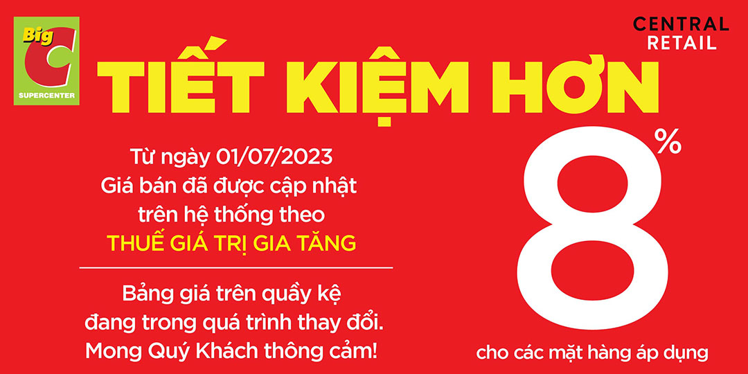 THÔNG BÁO GIẢM VAT XUỐNG CÒN 8% - MUA SẮM CÀNG THÊM TIẾT KIỆM