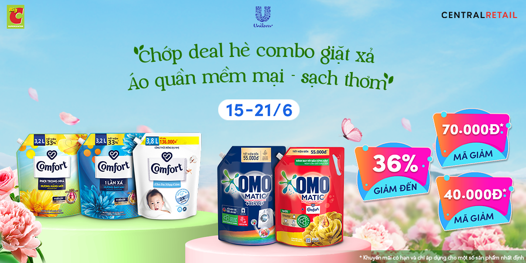 GIẶT ỦI KHÔNG LO TOAN - UNILEVER SALE CHOÁNG VÁNG ĐẾN 36%