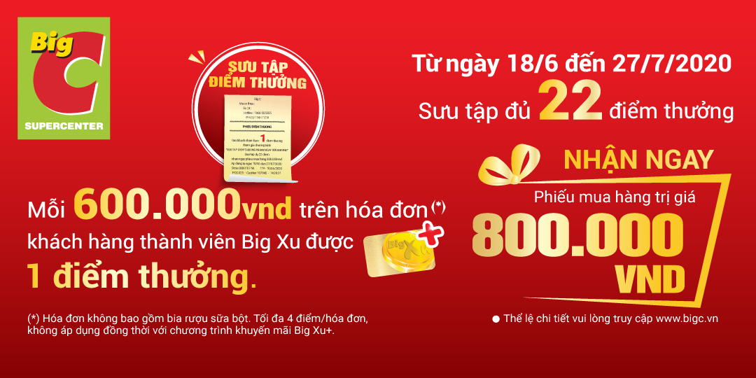 Collect reward points to get 800.000 VND from Big C