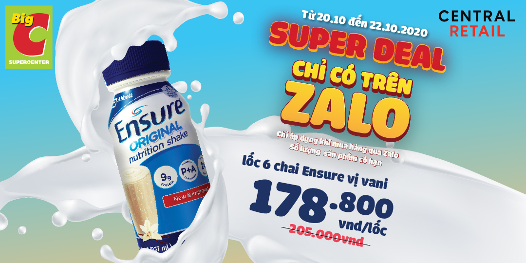 [SUPERDEAL] ABBOTT ENSURE LIQUID MILK EXCLUSIVE DEAL ONLY AVAILABLE AT Big C ON ZALO 