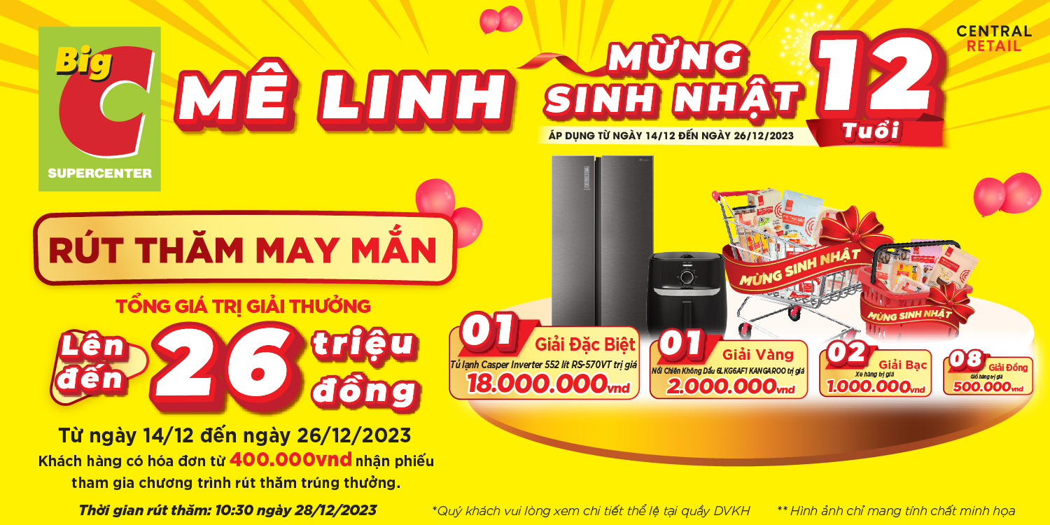 TƯNG BỪNG SINH NHẬT MỪNG BIG C MÊ LINH 12 TUỔI