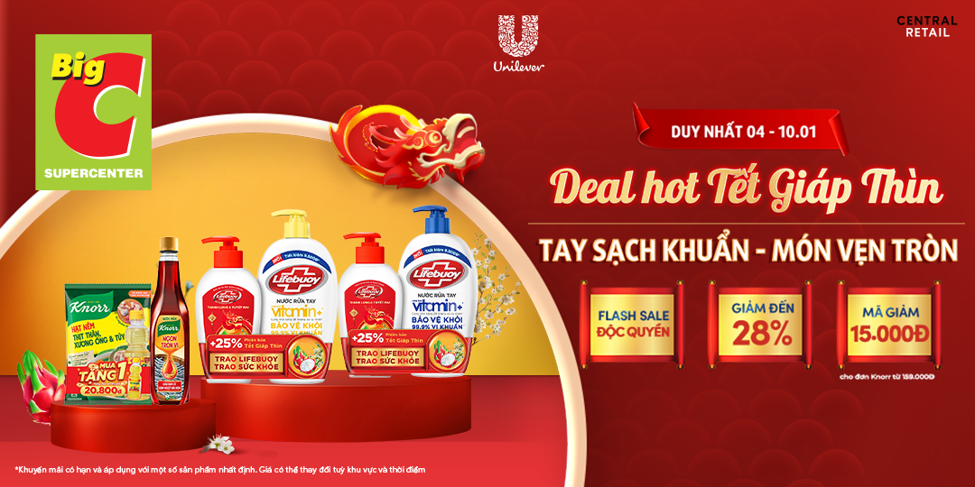 ĐÓN TẾT GIÁP THÌN AN KHANG, RƯỚC DEAL LIFEBUOY, KNORR ĐẦY NHÀ 