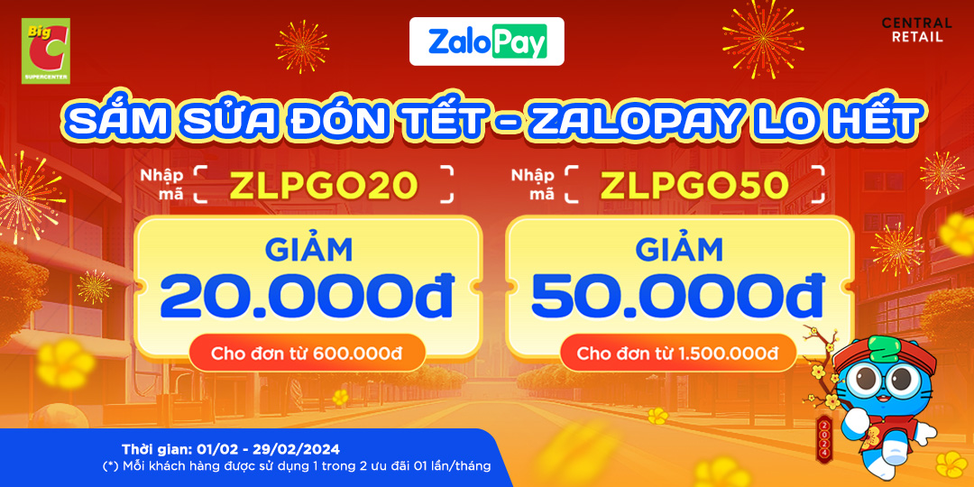 GIẢM ĐẾN 50.000Đ KHI THANH TOÁN ZALOPAY, SẮM SỬA ĐÓN TẾT CHẲNG LO ÂU