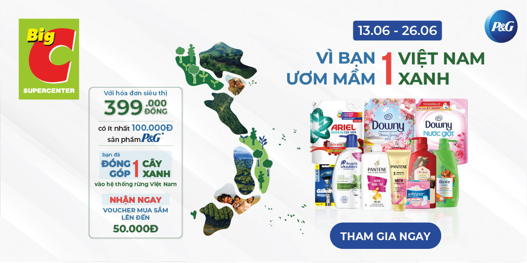 MUA 1 ĐƠN HÀNG, TRỒNG 1 CÂY RỪNG, CÙNG P&G ƯƠM MẦM 1 VIỆT NAM XANH