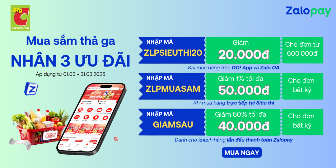 DEAL HỜI ZALOPAY THÁNG 3: MUA SẮM THẢ GA - NHÂN 3 ƯU ĐÃI