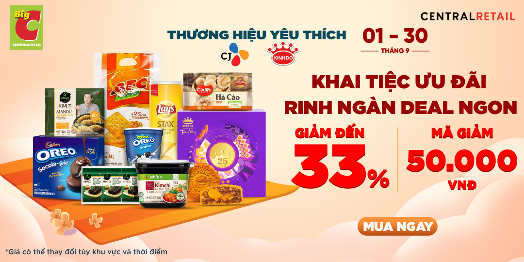 KHAI MÀN “SÂN KHẤU” SALE THÁNG 9 LÀ ƯU ĐÃI GIẢM ĐẾN 33% TỪ TOP THƯƠNG HIỆU THỰC PHẨM